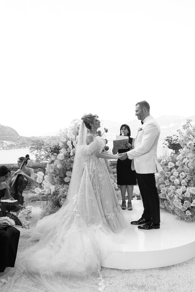 Bride and groom at altar during Lake Como wedding