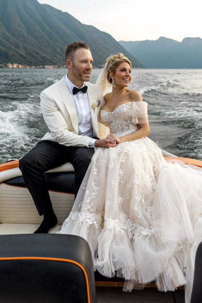 Couple portrait on Lake Como in boat