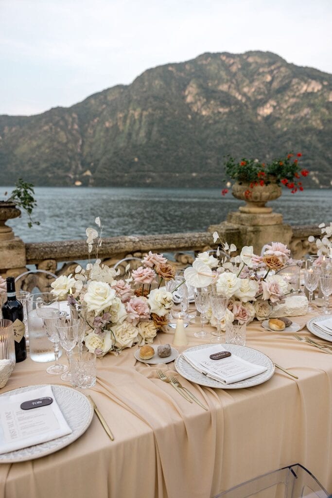 Villa Balbianello Lake Como wedding reception table design