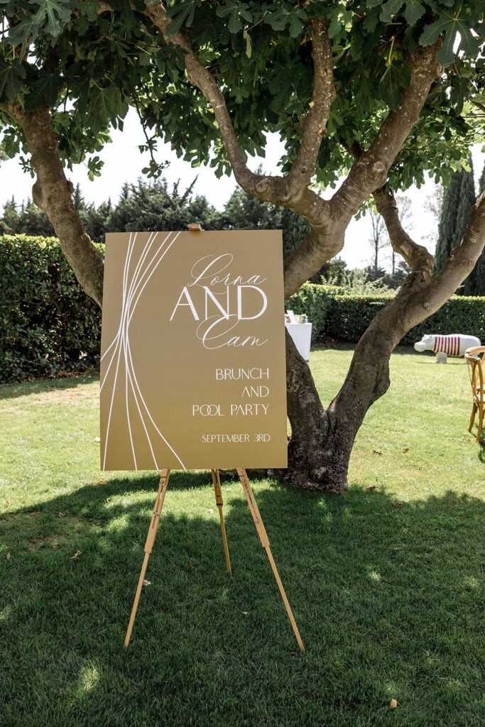 Post wedding pool party signage